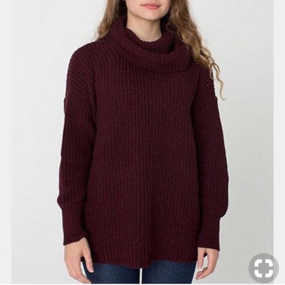 American Apparel Turtleneck Knit Fisherman Sweater